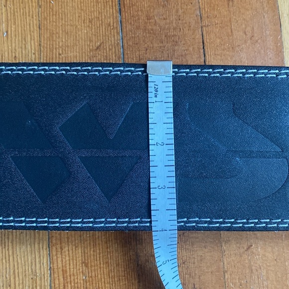 Men’s WSF black leather weightlifting belt - Picture 3 of 6